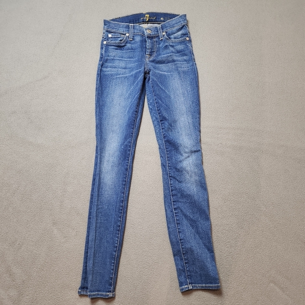 7 For All Mankind Skinny Jean Sz 23 Blue Jeans 74amk